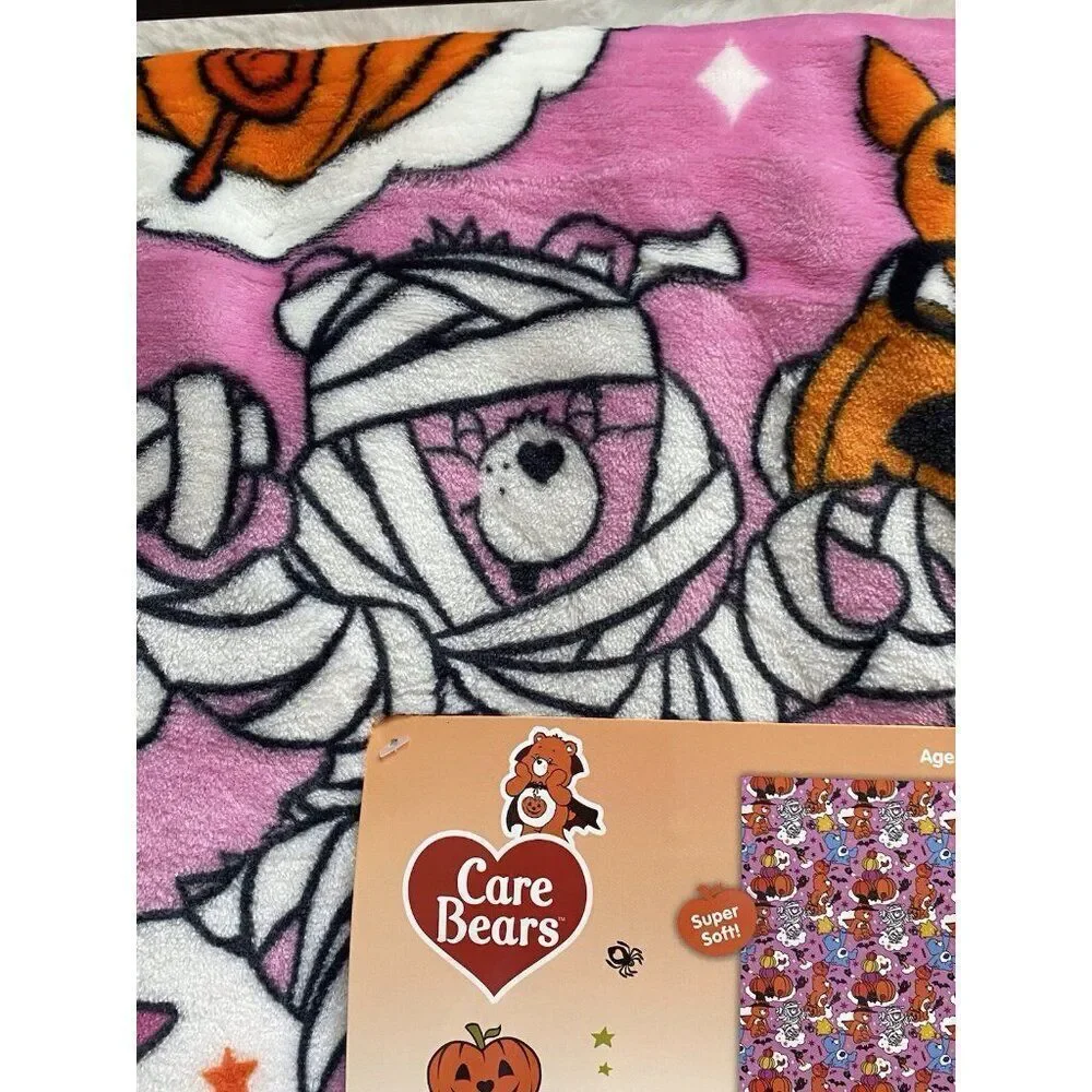 Care Bears Halloween Witch Mummy Pumpkin Pink TWIN‎ SIZE Blanket 60 X 90” NEW